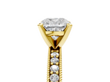 Yellow gold Cushion Milgrain Pave Diamond Engagement Ring with Four-Prong Setting_161