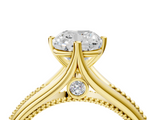 Yellow gold Cushion Solitaire Beaded Band Six-Prong Setting_8