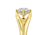 Yellow gold Cushion Solitaire Beaded Band Six-Prong Setting_9
