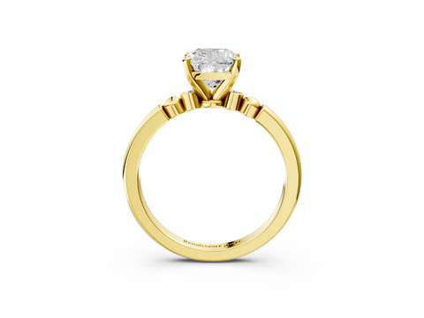 Yellow gold Cushion Solitaire Beaded Band with Four-Prong Setting_39