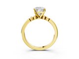 Yellow gold Cushion Solitaire Beaded Band with Four-Prong Setting_74
