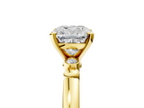 Yellow gold Cushion Solitaire Beaded Band with Four-Prong Setting_76