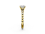 Yellow gold Cushion Solitaire Bezel Accent Diamond Engagement Ring with Beaded Band and Four-Prong Setting_69