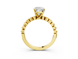 Yellow gold Cushion Solitaire Bezel Accent Diamond Engagement Ring with Beaded Band and Four-Prong Setting_70