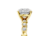 Yellow gold Cushion Solitaire Bezel Accent Diamond Engagement Ring with Beaded Band and Four-Prong Setting_72