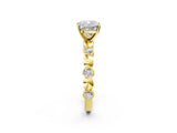 Yellow gold Cushion Solitaire Bezel-Set Diamond Ring with Beaded Band and Four-Prong Setting_56