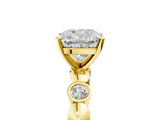 Yellow gold Cushion Solitaire Bezel-Set Diamond Ring with Beaded Band and Four-Prong Setting_59