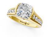 Yellow gold Cushion Solitaire Bezel-Set Diamond Ring with Channel-Set Band_41