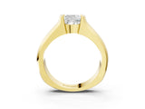 Yellow gold Cushion Solitaire Bezel Set Diamond Ring with Wide Band_6