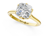 Yellow gold Cushion Solitaire Cathedral Diamond Ring with Six-Prong Setting_26