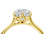 Yellow gold Cushion Solitaire Cathedral Diamond Ring with Six-Prong Setting_29
