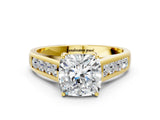 Yellow gold Cushion Solitaire Channel-Set Diamond Engagement Ring with Four-Prong Setting_32