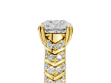 Yellow gold Cushion Solitaire Chevron Pave Diamond Engagement Ring with Six-Prong Setting_8