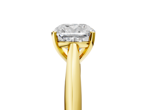 Yellow gold Cushion Solitaire Diamond Engagement Ring with Cathedral Setting and Four-Prong Mount on a Classic Band_207