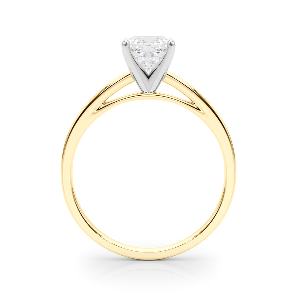 Yellow gold Cushion Solitaire Diamond Engagement Ring with Four-Prong Setting on a Classic Band 2