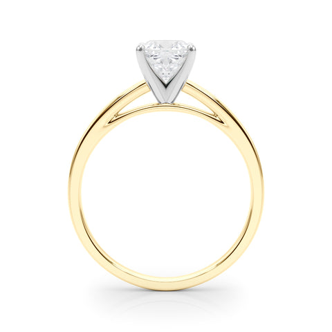 Yellow gold Cushion Solitaire Diamond Engagement Ring with Four-Prong Setting on a Classic Band 2