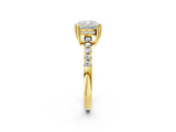 Yellow gold Cushion Solitaire Diamond Engagement Ring with Pavé Band and Six-Prong Setting_29