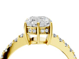Yellow gold Cushion Solitaire Diamond Engagement Ring with Pavé Band and Six-Prong Setting_31