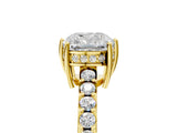 Yellow gold Cushion Solitaire Diamond Engagement Ring with Pavé Band and Six-Prong Setting_32