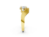 Yellow gold Cushion Solitaire Diamond Engagement Ring with Pave Band and Four-Prong Setting_28