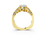 Yellow gold Cushion Solitaire Diamond Engagement Ring with Pave Band and Four-Prong Setting_29
