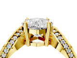 Yellow gold Cushion Solitaire Diamond Engagement Ring with Pave Band and Four-Prong Setting_30
