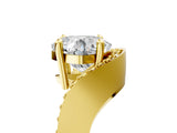 Yellow gold Cushion Solitaire Diamond Engagement Ring with Pave Band and Four-Prong Setting_31