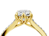 Yellow gold Cushion Solitaire Diamond Engagement Ring with Pave Band and Six-Prong Setting_46