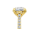 Yellow gold Cushion Solitaire Diamond Engagement Ring with Pave Band and Six-Prong Setting_47