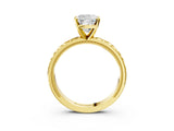 Yellow gold Cushion Solitaire Diamond Engagement Ring with XO Engraved Band and Four-Prong Setting 3