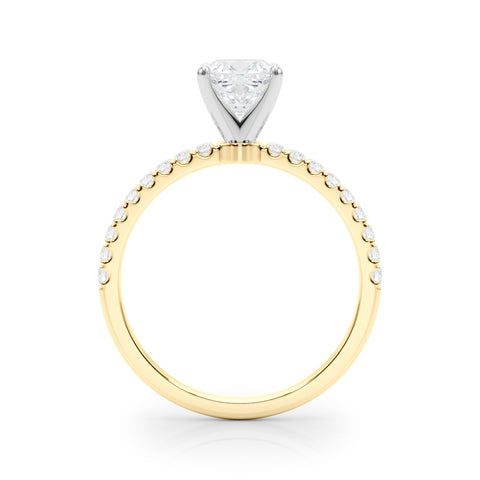 Yellow gold Cushion Solitaire Diamond Pavé Band with Four-Prong Setting 2