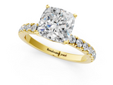 Yellow gold Cushion Solitaire Diamond Pavé Band with Four-Prong Setting_37