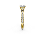 Yellow gold Cushion Solitaire Diamond Pavé Band with Four-Prong Setting_38
