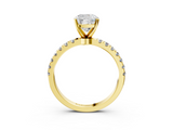 Yellow gold Cushion Solitaire Diamond Pavé Band with Four-Prong Setting_39