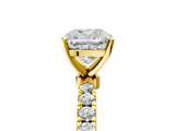 Yellow gold Cushion Solitaire Diamond Pavé Band with Four-Prong Setting_41