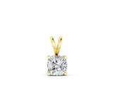 Yellow gold Cushion Solitaire Diamond Prong Pendant_15