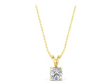 Yellow gold Cushion Solitaire Diamond Prong Pendant_16