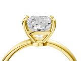 Yellow gold Cushion Solitaire Diamond Ring with 4-Prong Setting on a Classic Band_7