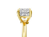 Yellow gold Cushion Solitaire Diamond Ring with 4-Prong Setting on a Classic Band_8