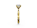 Yellow gold Cushion Solitaire Diamond Ring with Bamboo Band and Four-Prong Setting_57