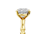 Yellow gold Cushion Solitaire Diamond Ring with Bamboo Band and Four-Prong Setting_60