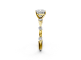 Yellow gold Cushion Solitaire Diamond Ring with Bezel Set Side Stones and Prong Setting_26
