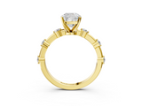 Yellow gold Cushion Solitaire Diamond Ring with Bezel Set Side Stones and Prong Setting_27