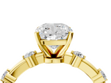 Yellow gold Cushion Solitaire Diamond Ring with Bezel Set Side Stones and Prong Setting_28