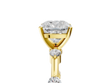 Yellow gold Cushion Solitaire Diamond Ring with Bezel Set Side Stones and Prong Setting_29