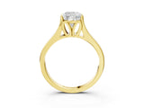 Yellow gold Cushion Solitaire Diamond Ring with Cathedral Band and Four-Prong Setting_69