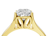 Yellow gold Cushion Solitaire Diamond Ring with Cathedral Band and Four-Prong Setting_70