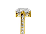 Yellow gold Cushion Solitaire Diamond Ring with Channel Set Band and Bezel Prong Setting_60