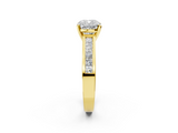 Yellow gold Cushion Solitaire Diamond Ring with Channel-Set Band and Four-Prong Setting_11
