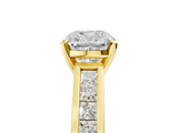 Yellow gold Cushion Solitaire Diamond Ring with Channel-Set Band and Four-Prong Setting_14